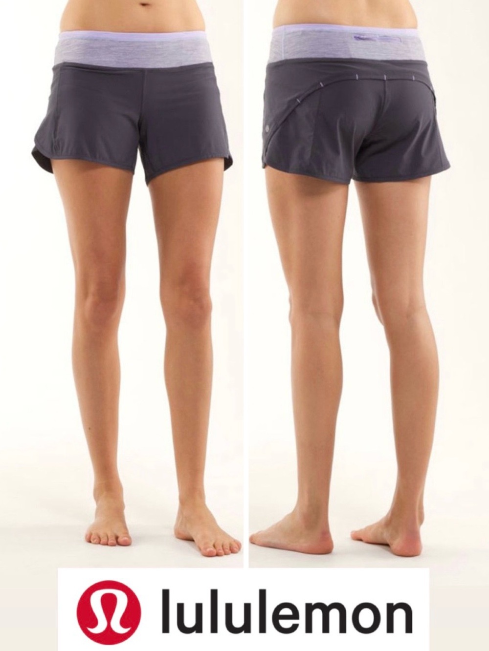 Lululemon Turbo Run Short - Coal / Lilac Heathered - Size 6